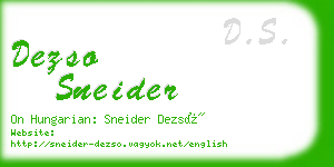 dezso sneider business card